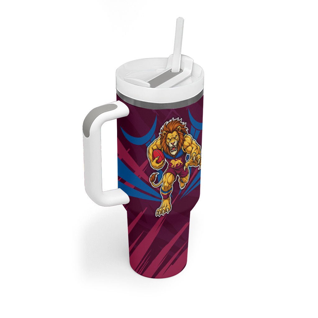 Brisbane Lions Australian Football Tumbler With Handle Powerful Lion Mascot - Bold Team Colors