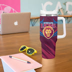Brisbane Lions Australian Football Tumbler With Handle Powerful Lion Mascot - Bold Team Colors