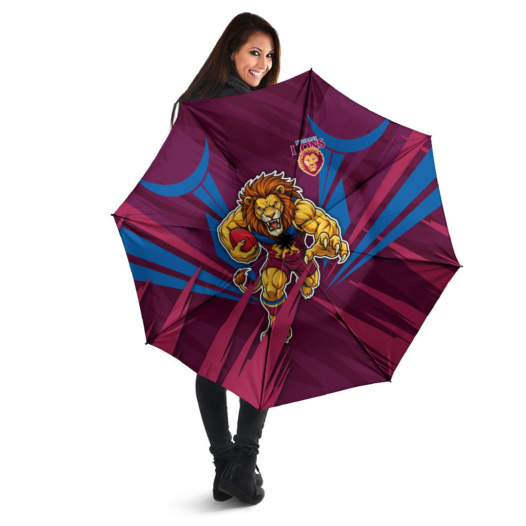 Brisbane Lions Australian Football Umbrella Powerful Lion Mascot - Bold Team Colors