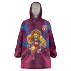 Brisbane Lions Australian Football Wearable Blanket Hoodie Powerful Lion Mascot - Bold Team Colors