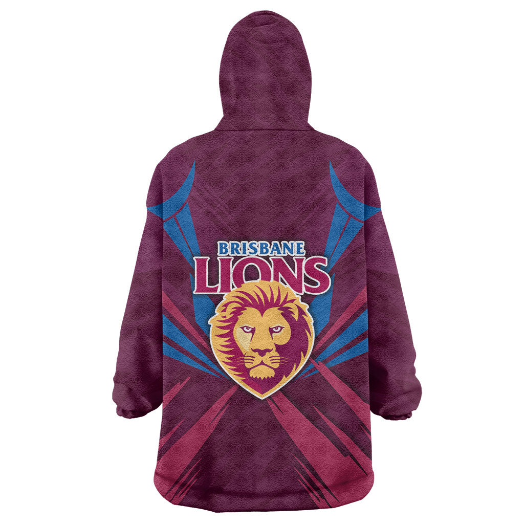 Brisbane Lions Australian Football Wearable Blanket Hoodie Powerful Lion Mascot - Bold Team Colors