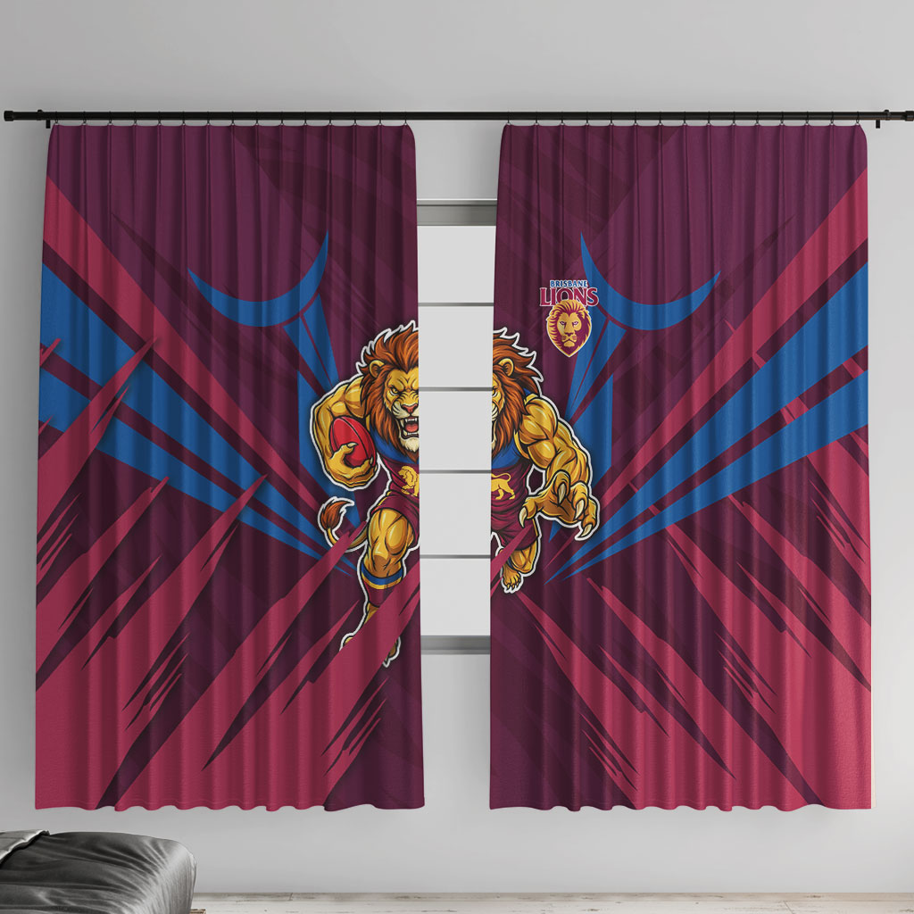 Brisbane Lions Australian Football Window Curtain Powerful Lion Mascot - Bold Team Colors
