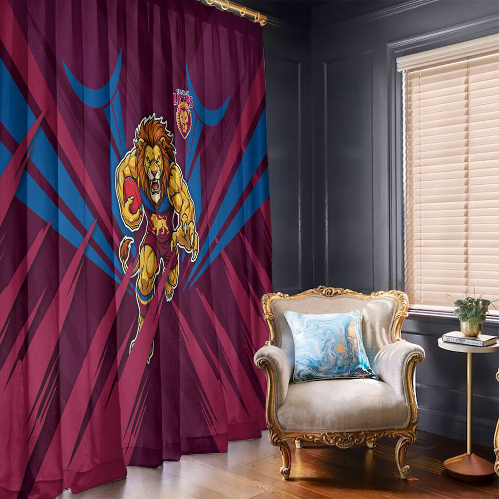 Brisbane Lions Australian Football Window Curtain Powerful Lion Mascot - Bold Team Colors