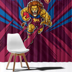 Brisbane Lions Australian Football Window Curtain Powerful Lion Mascot - Bold Team Colors