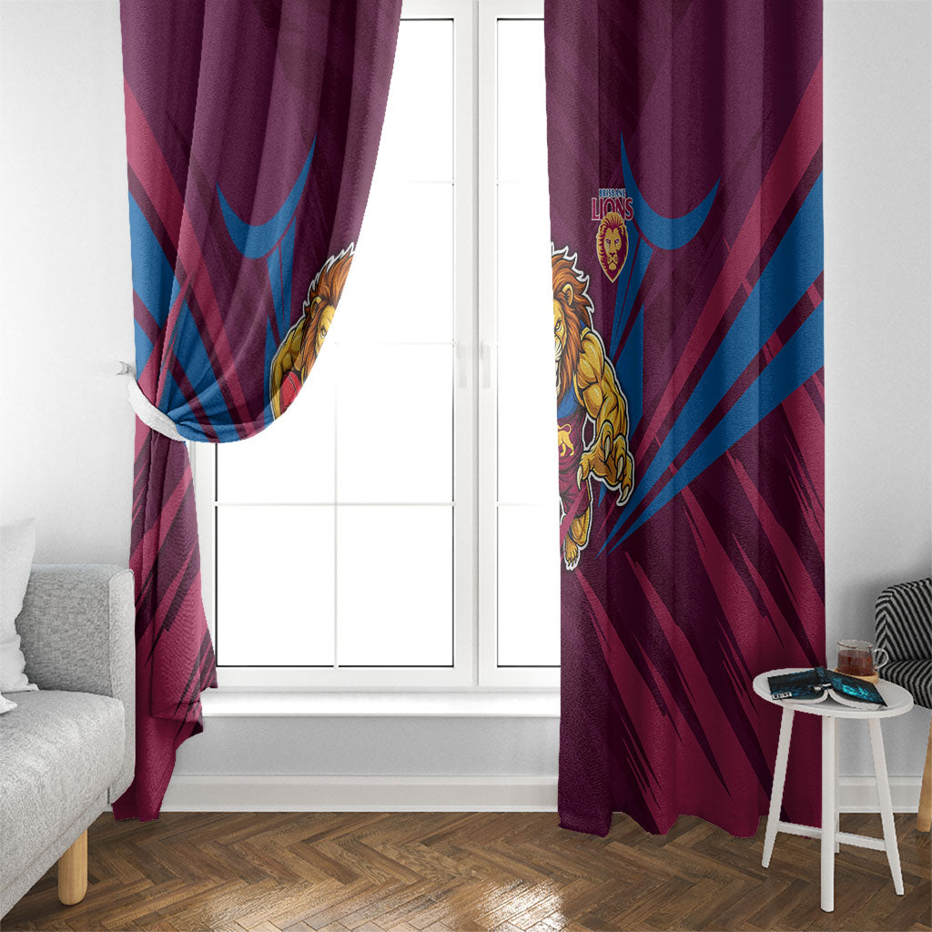 Brisbane Lions Australian Football Window Curtain Powerful Lion Mascot - Bold Team Colors