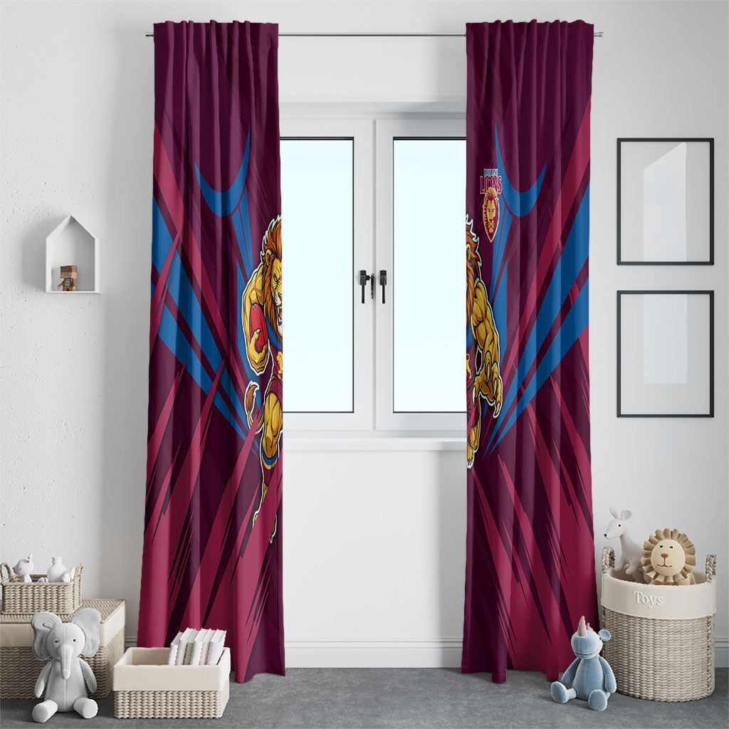 Brisbane Lions Australian Football Window Curtain Powerful Lion Mascot - Bold Team Colors