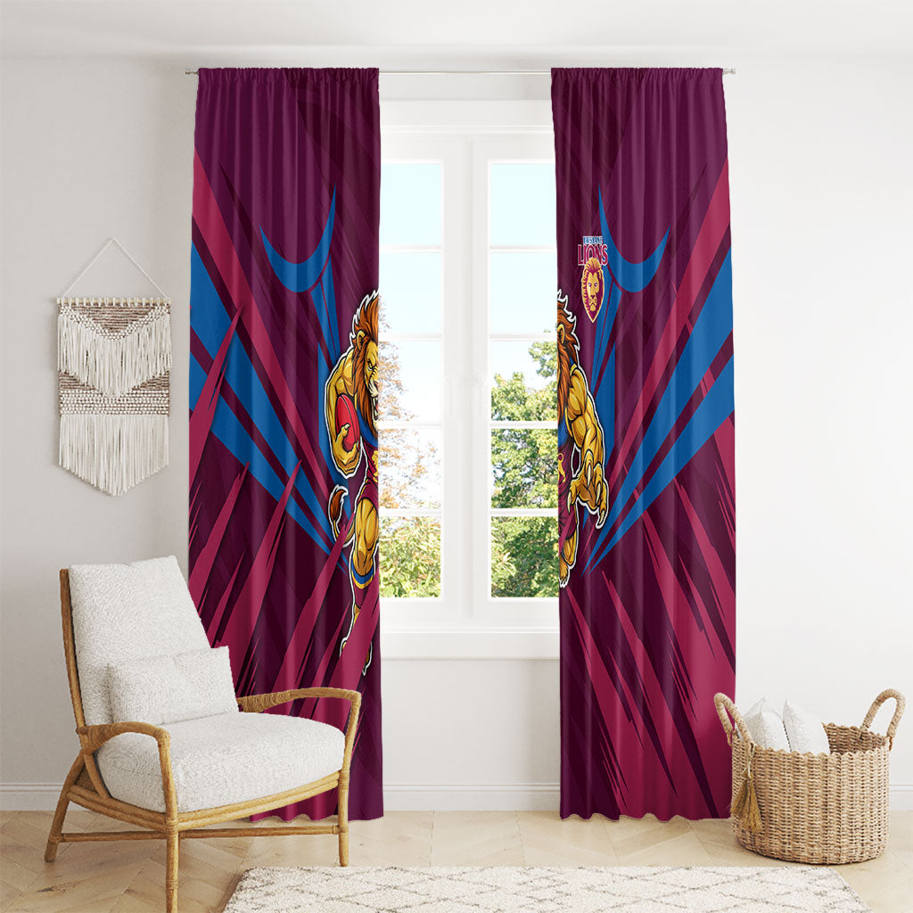 Brisbane Lions Australian Football Window Curtain Powerful Lion Mascot - Bold Team Colors