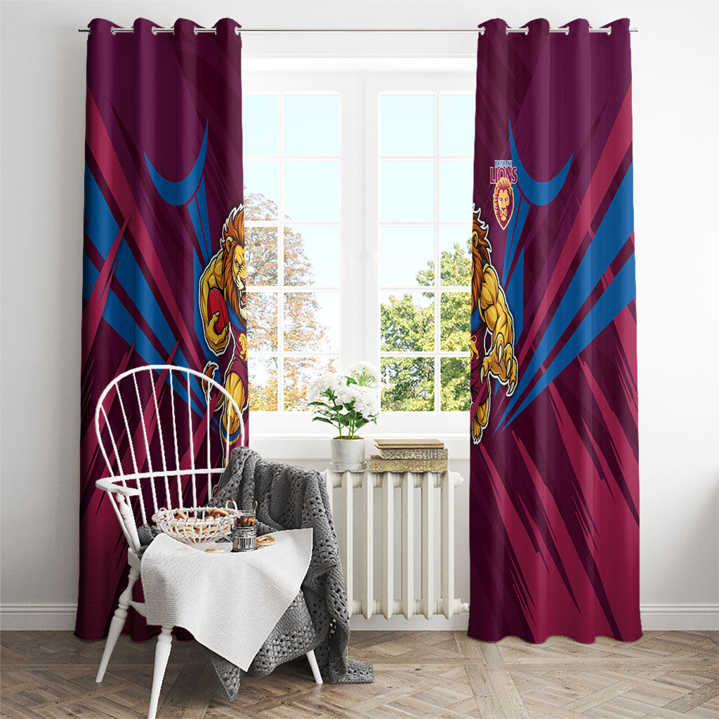 Brisbane Lions Australian Football Window Curtain Powerful Lion Mascot - Bold Team Colors