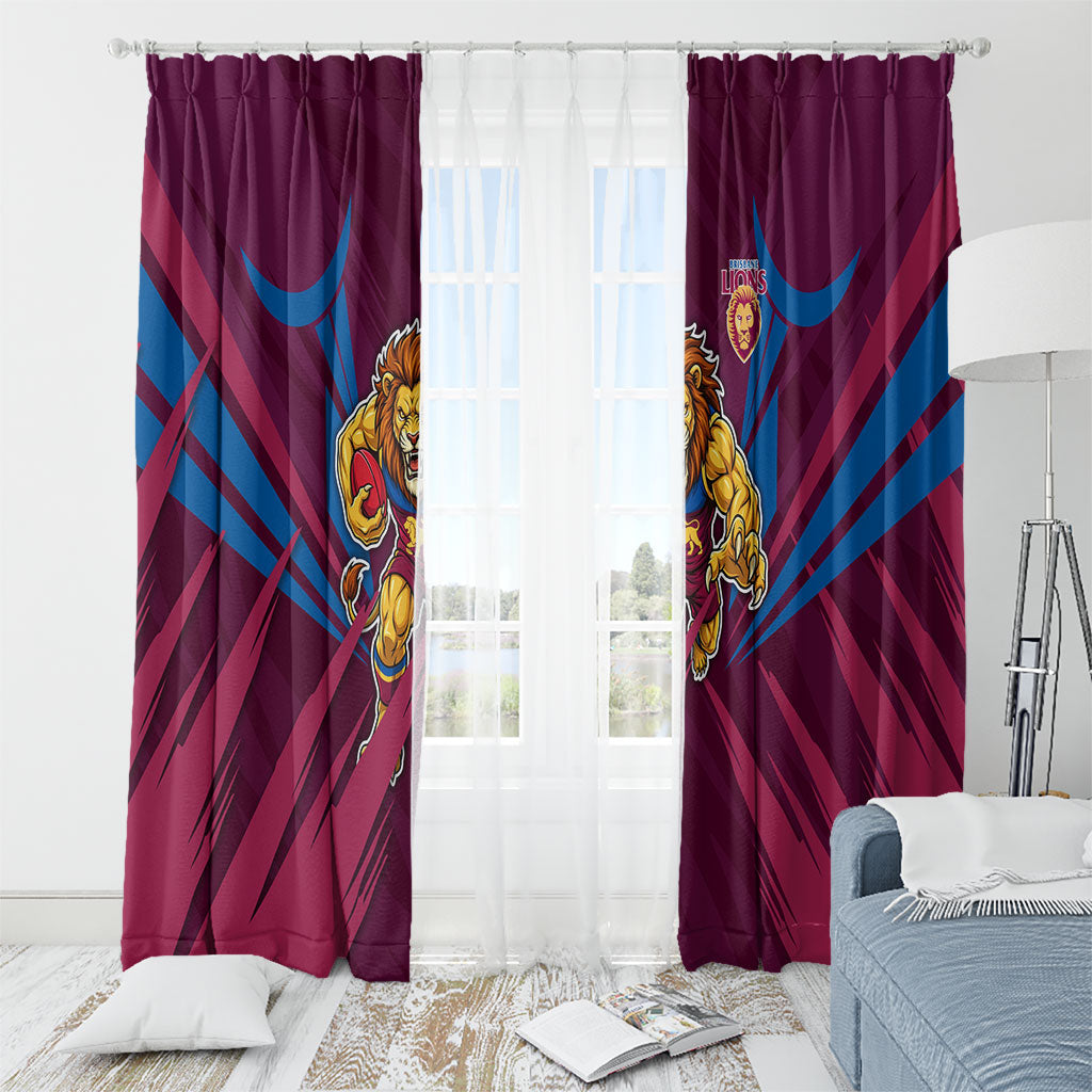 Brisbane Lions Australian Football Window Curtain Powerful Lion Mascot - Bold Team Colors