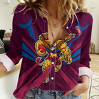 Brisbane Lions Australian Football Women Casual Shirt Powerful Lion Mascot - Bold Team Colors