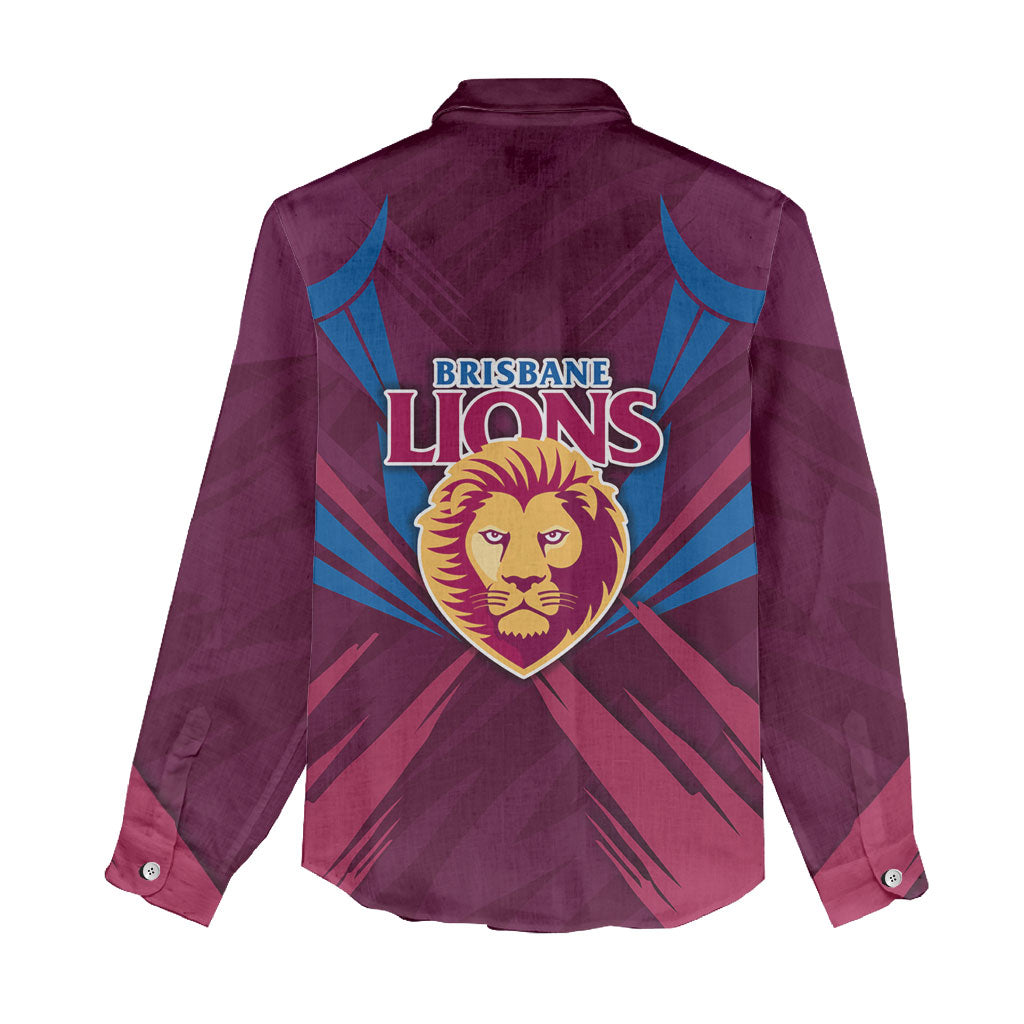 Brisbane Lions Australian Football Women Casual Shirt Powerful Lion Mascot - Bold Team Colors