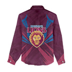 Brisbane Lions Australian Football Women Casual Shirt Powerful Lion Mascot - Bold Team Colors