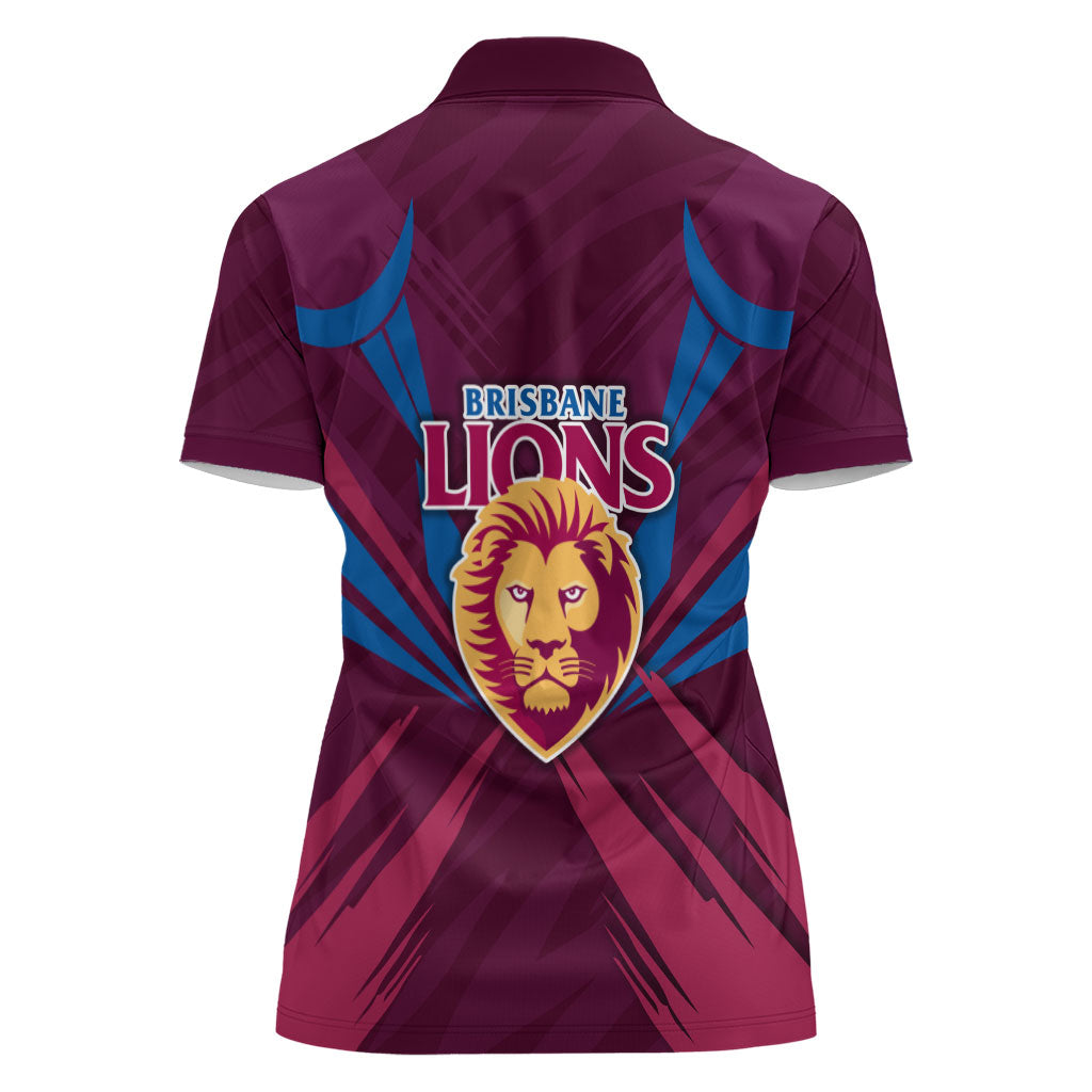 Brisbane Lions Australian Football Women Polo Shirt Powerful Lion Mascot - Bold Team Colors