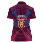 Brisbane Lions Australian Football Women Polo Shirt Powerful Lion Mascot - Bold Team Colors