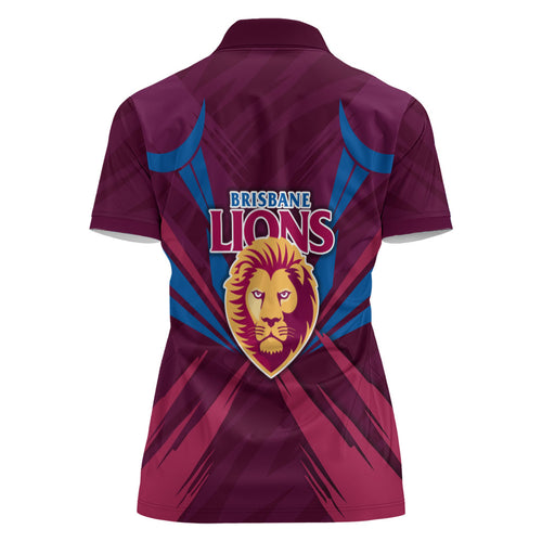 Brisbane Lions Australian Football Women Polo Shirt Powerful Lion Mascot - Bold Team Colors
