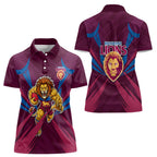 Brisbane Lions Australian Football Women Polo Shirt Powerful Lion Mascot - Bold Team Colors