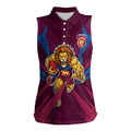 Brisbane Lions Australian Football Women Sleeveless Polo Shirt Powerful Lion Mascot - Bold Team Colors