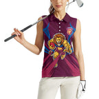 Brisbane Lions Australian Football Women Sleeveless Polo Shirt Powerful Lion Mascot - Bold Team Colors