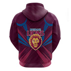 Brisbane Lions Australian Football Zip Hoodie Powerful Lion Mascot - Bold Team Colors
