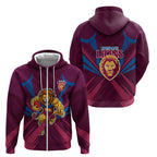 Brisbane Lions Australian Football Zip Hoodie Powerful Lion Mascot - Bold Team Colors
