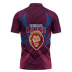 Brisbane Lions Australian Football Zipper Polo Shirt Powerful Lion Mascot - Bold Team Colors