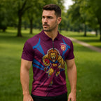 Brisbane Lions Australian Football Zipper Polo Shirt Powerful Lion Mascot - Bold Team Colors