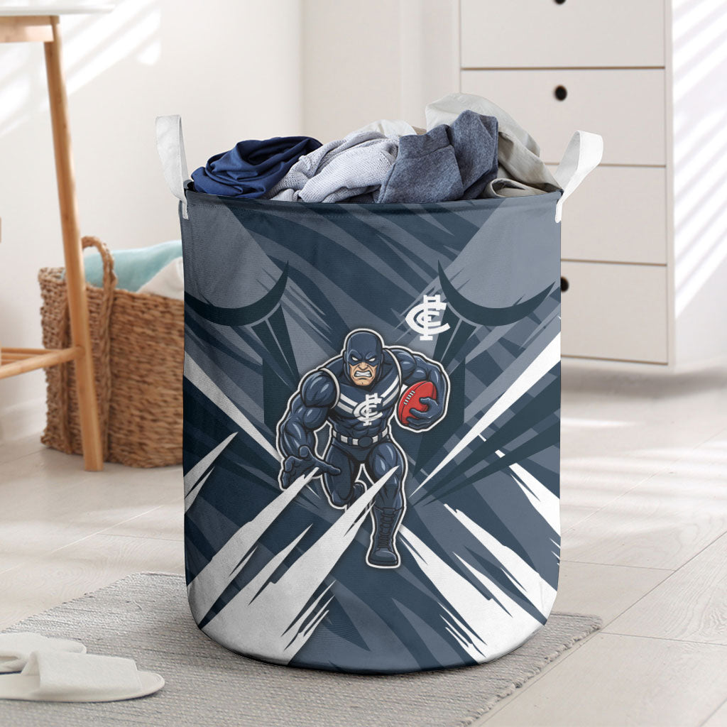 Carlton Blues Australian Football Laundry Basket Powerful Superhero Mascot - Bold Team Colors