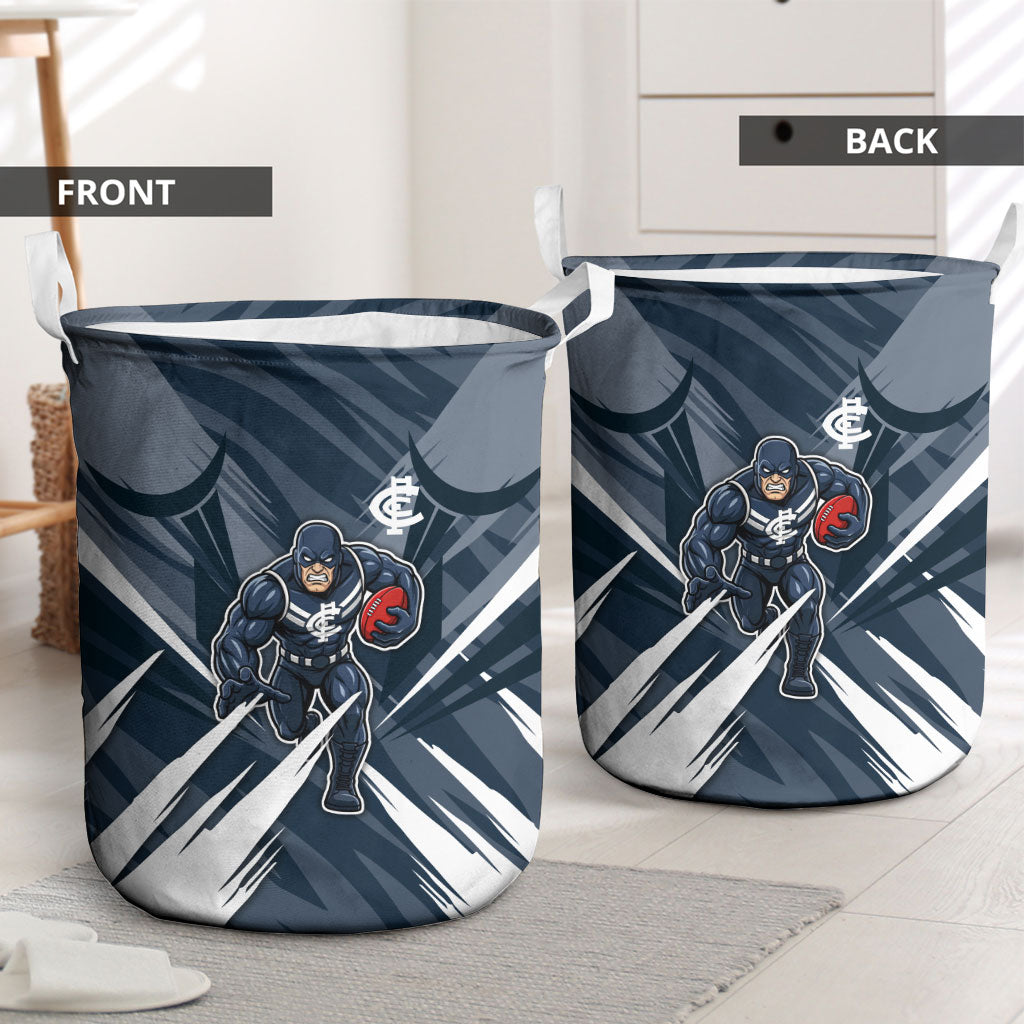 Carlton Blues Australian Football Laundry Basket Powerful Superhero Mascot - Bold Team Colors