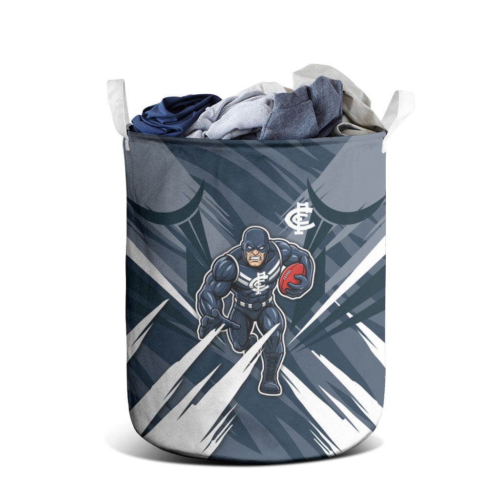 Carlton Blues Australian Football Laundry Basket Powerful Superhero Mascot - Bold Team Colors