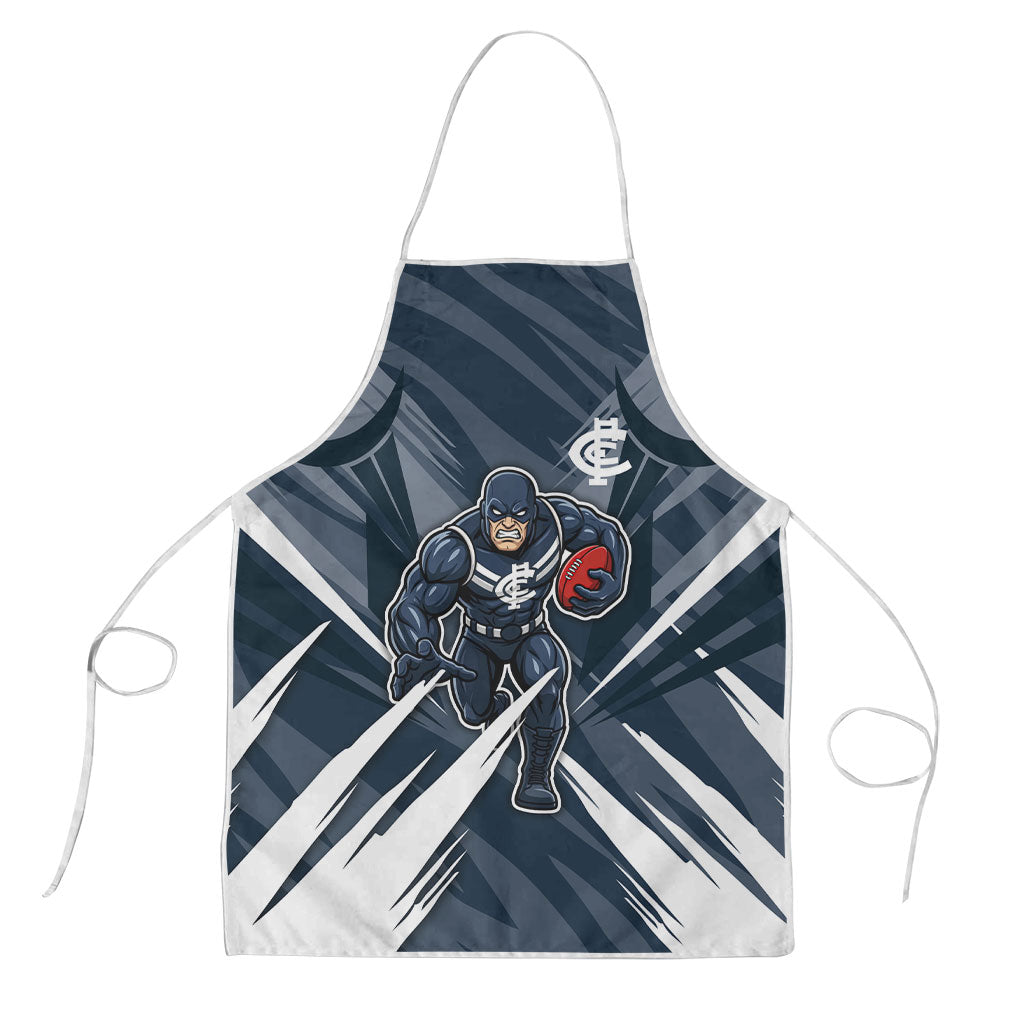 Carlton Blues Australian Football Apron Powerful Superhero Mascot - Bold Team Colors