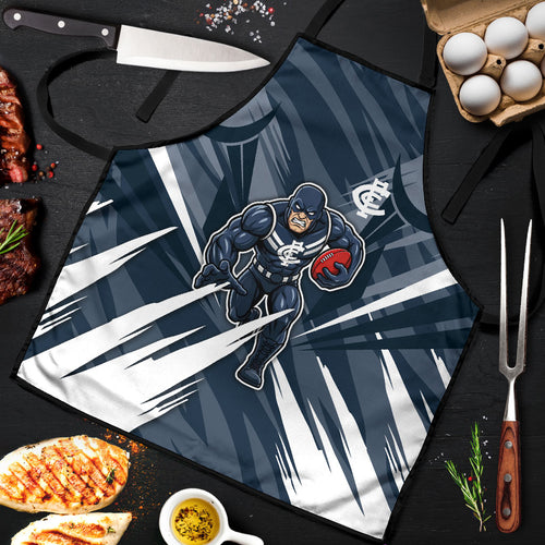 Carlton Blues Australian Football Apron Powerful Superhero Mascot - Bold Team Colors