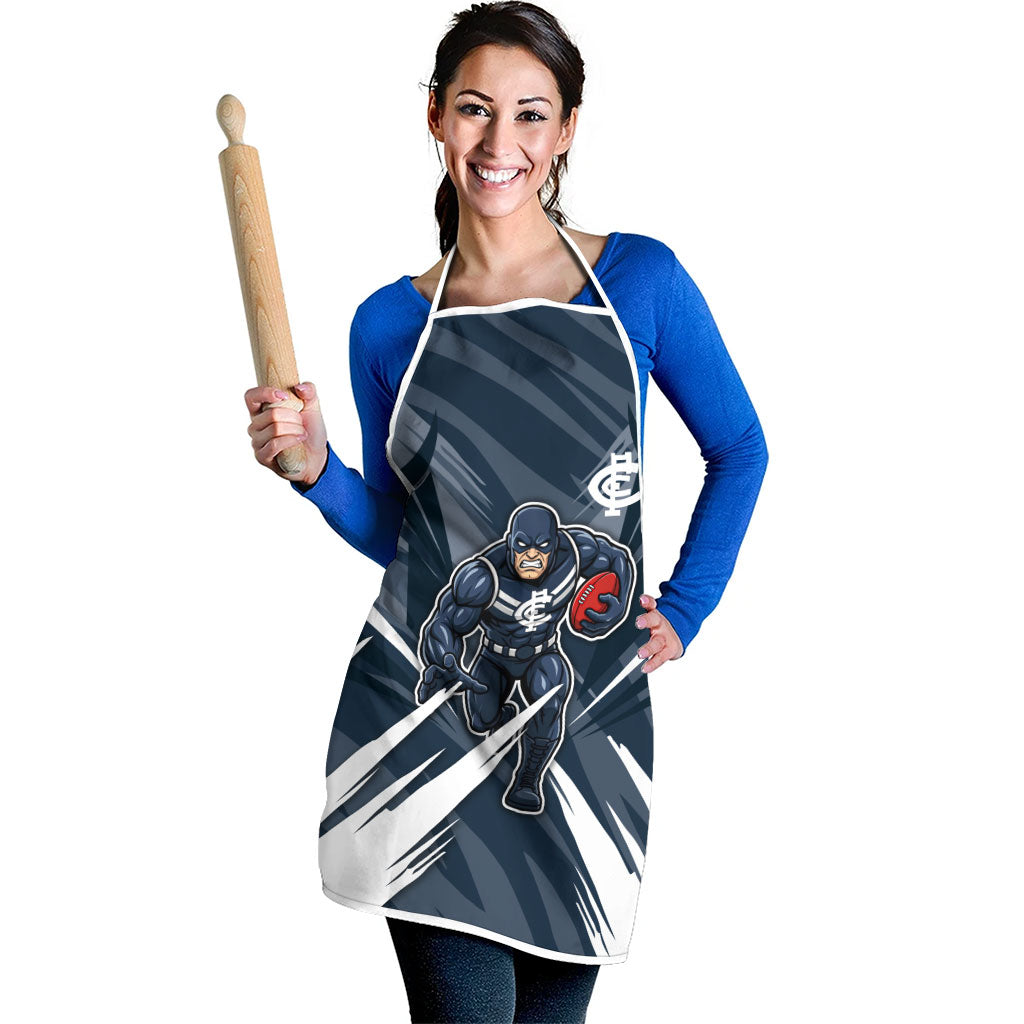 Carlton Blues Australian Football Apron Powerful Superhero Mascot - Bold Team Colors
