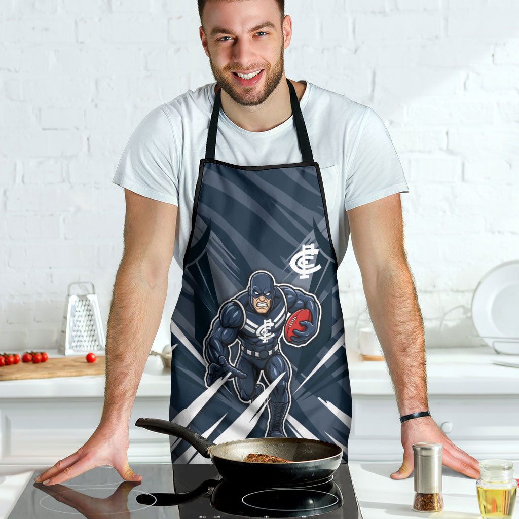 Carlton Blues Australian Football Apron Powerful Superhero Mascot - Bold Team Colors