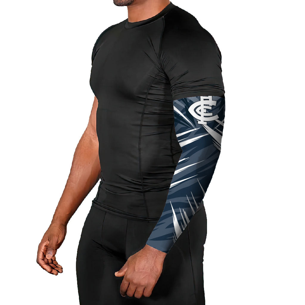 Carlton Blues Australian Football Arm Sleeves Powerful Superhero Mascot - Bold Team Colors