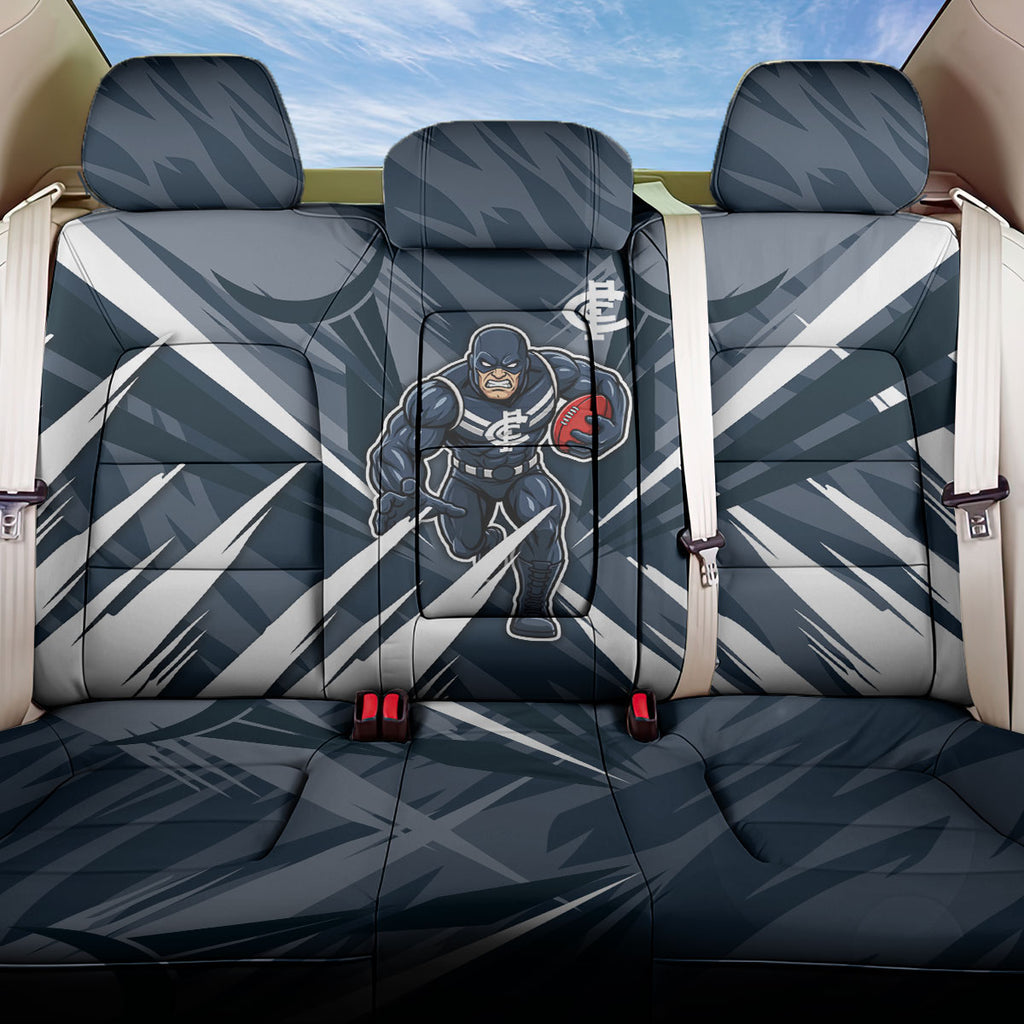 Carlton Blues Australian Football Back Car Seat Cover Powerful Superhero Mascot - Bold Team Colors