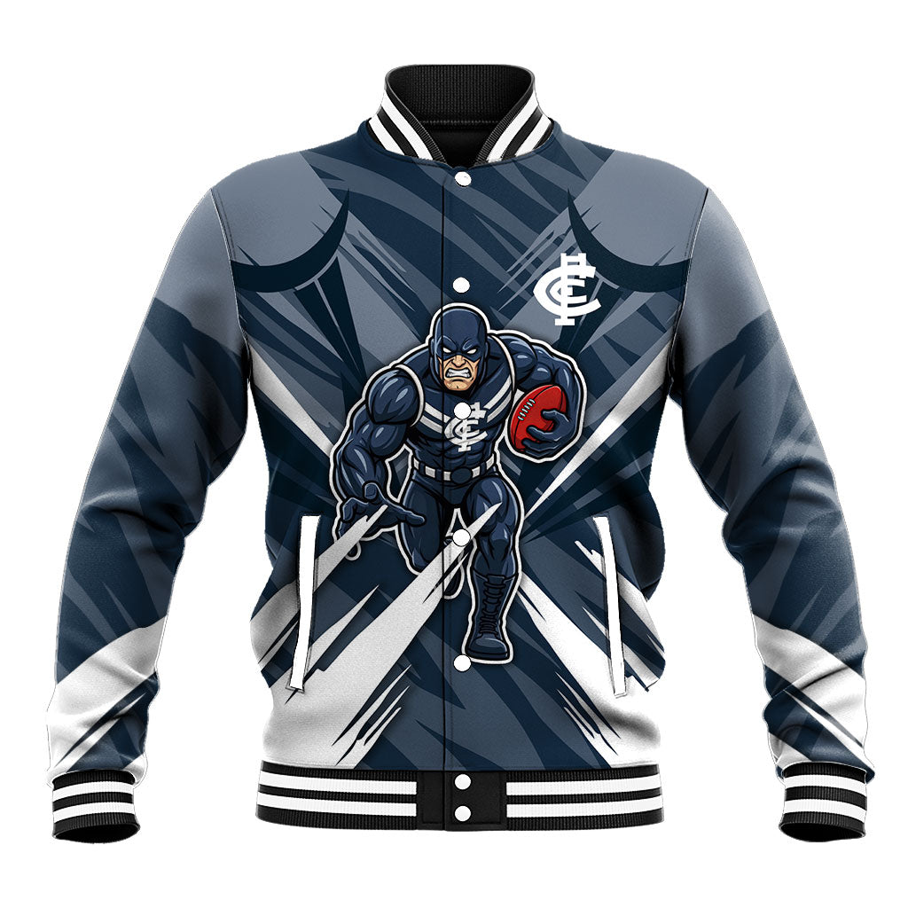 Carlton Blues Australian Football Baseball Jacket Powerful Superhero Mascot - Bold Team Colors