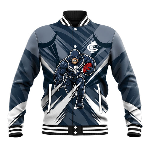 Carlton Blues Australian Football Baseball Jacket Powerful Superhero Mascot - Bold Team Colors