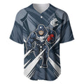 Carlton Blues Australian Football Baseball Jersey Powerful Superhero Mascot - Bold Team Colors
