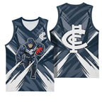 Carlton Blues Australian Football Basketball Jersey Powerful Superhero Mascot - Bold Team Colors