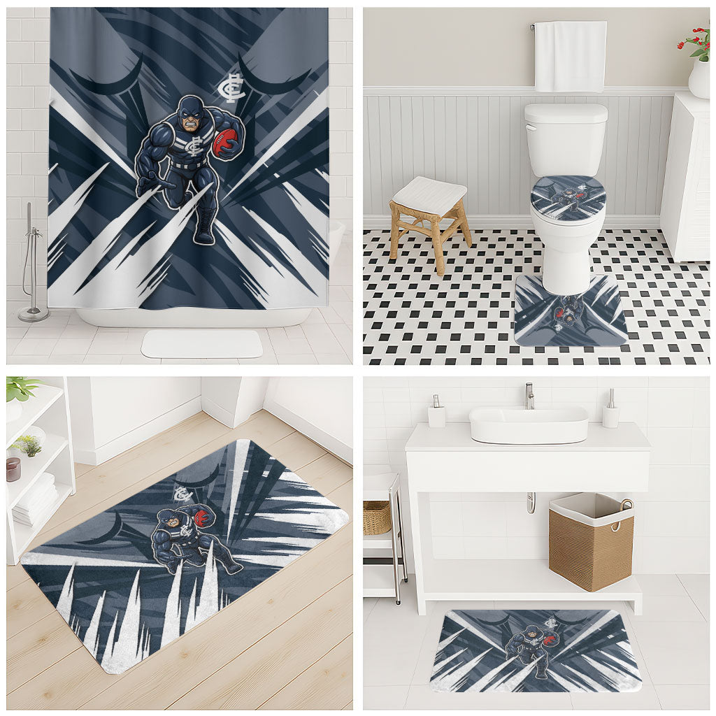 Carlton Blues Australian Football Bathroom Set Powerful Superhero Mascot - Bold Team Colors