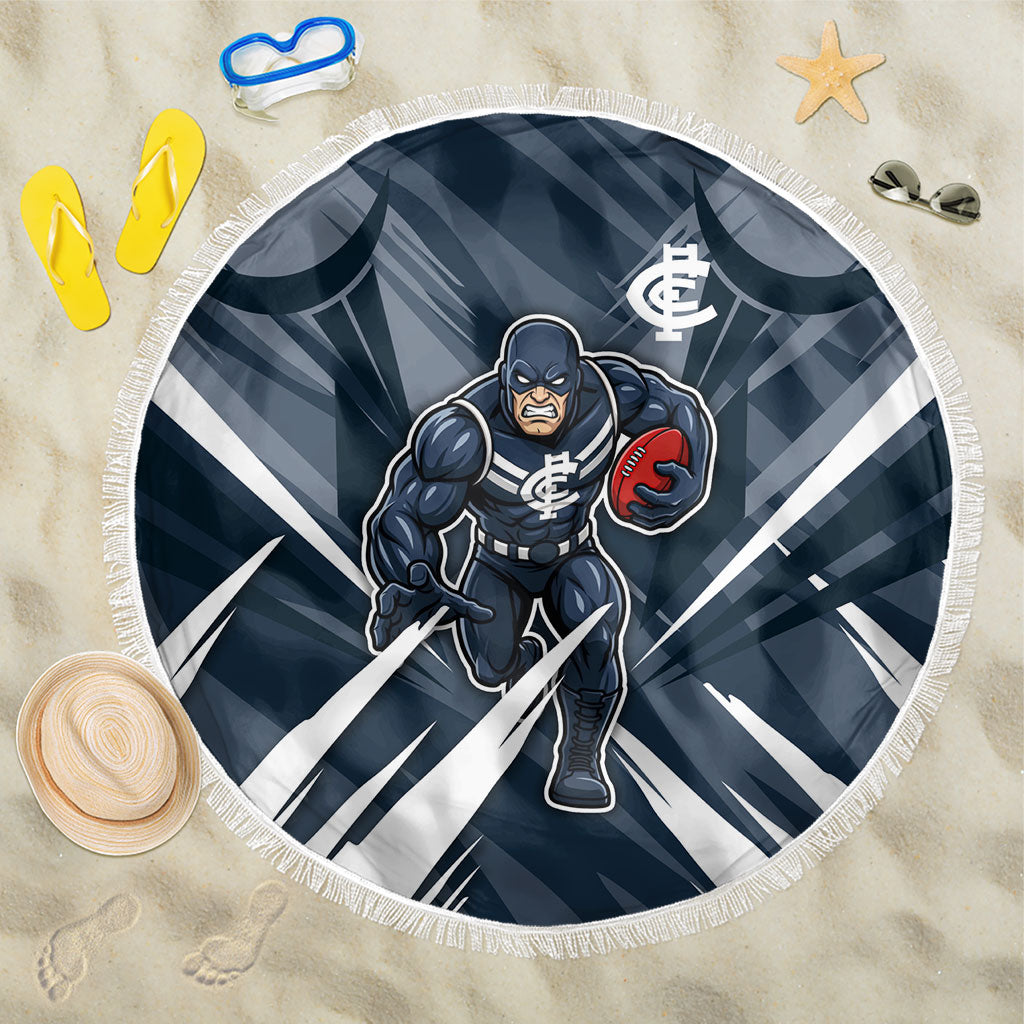 Carlton Blues Australian Football Beach Blanket Powerful Superhero Mascot - Bold Team Colors