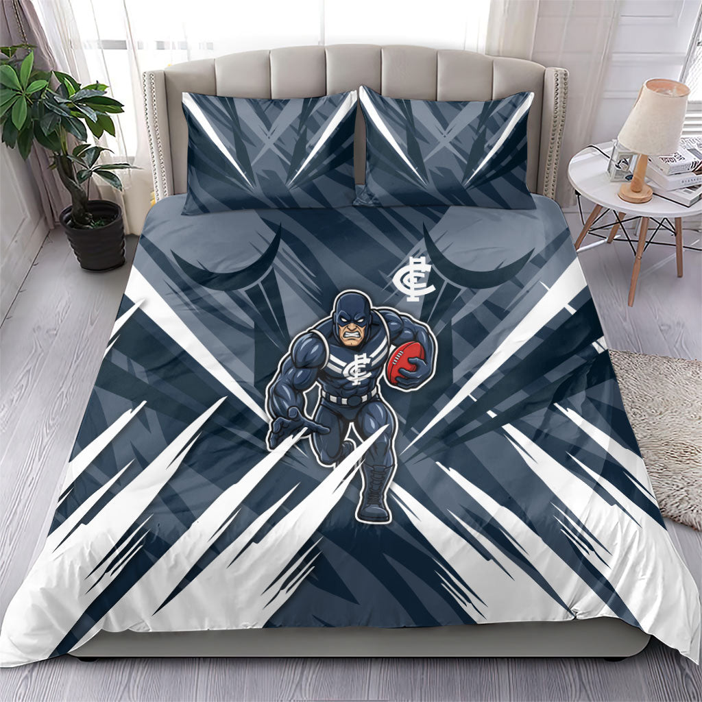 Carlton Blues Australian Football Bedding Set Powerful Superhero Mascot - Bold Team Colors