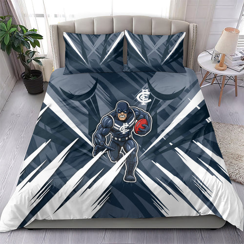 Carlton Blues Australian Football Bedding Set Powerful Superhero Mascot - Bold Team Colors