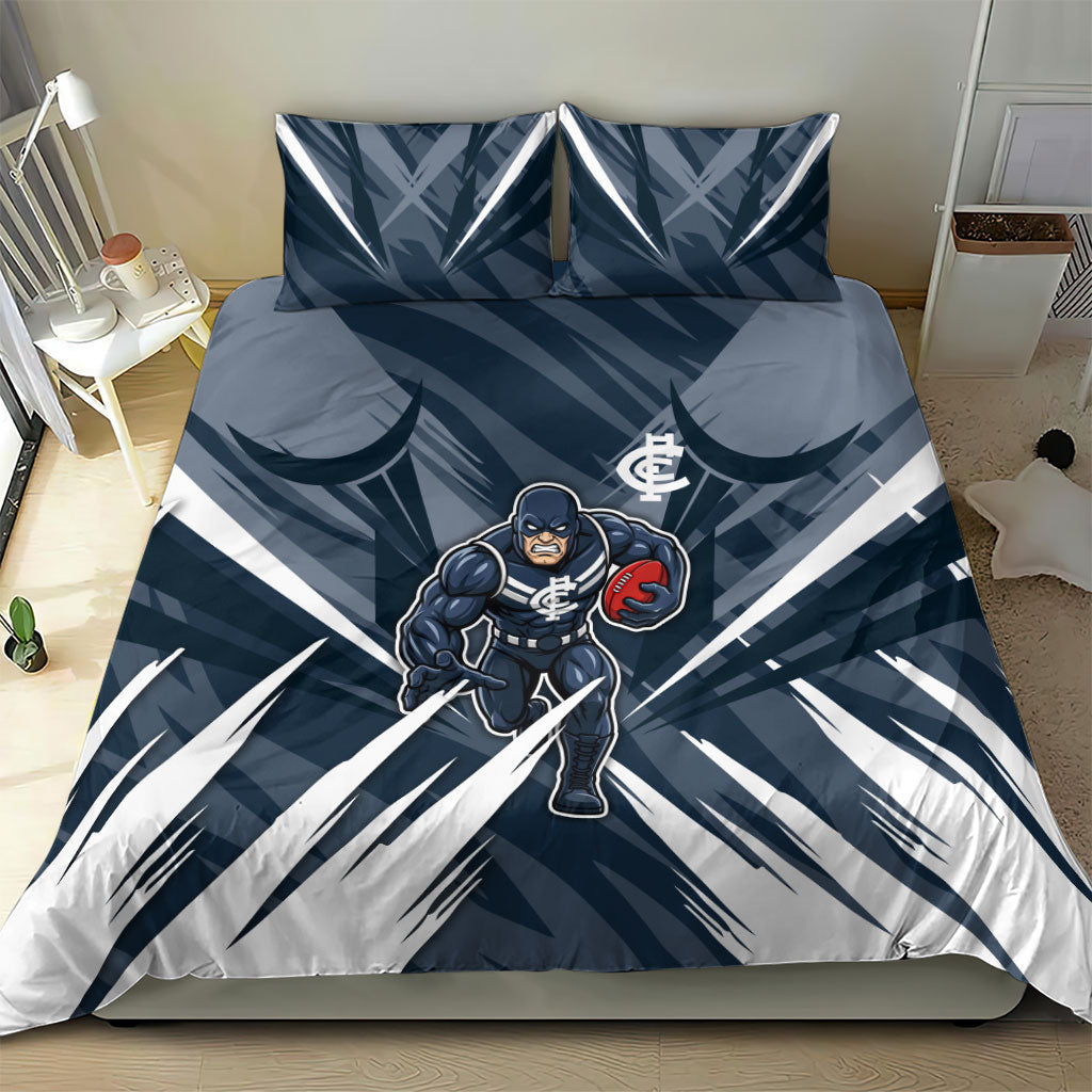 Carlton Blues Australian Football Bedding Set Powerful Superhero Mascot - Bold Team Colors