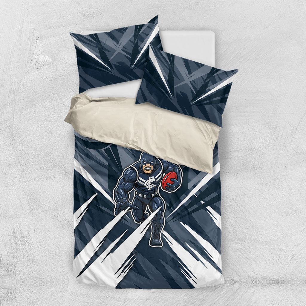 Carlton Blues Australian Football Bedding Set Powerful Superhero Mascot - Bold Team Colors