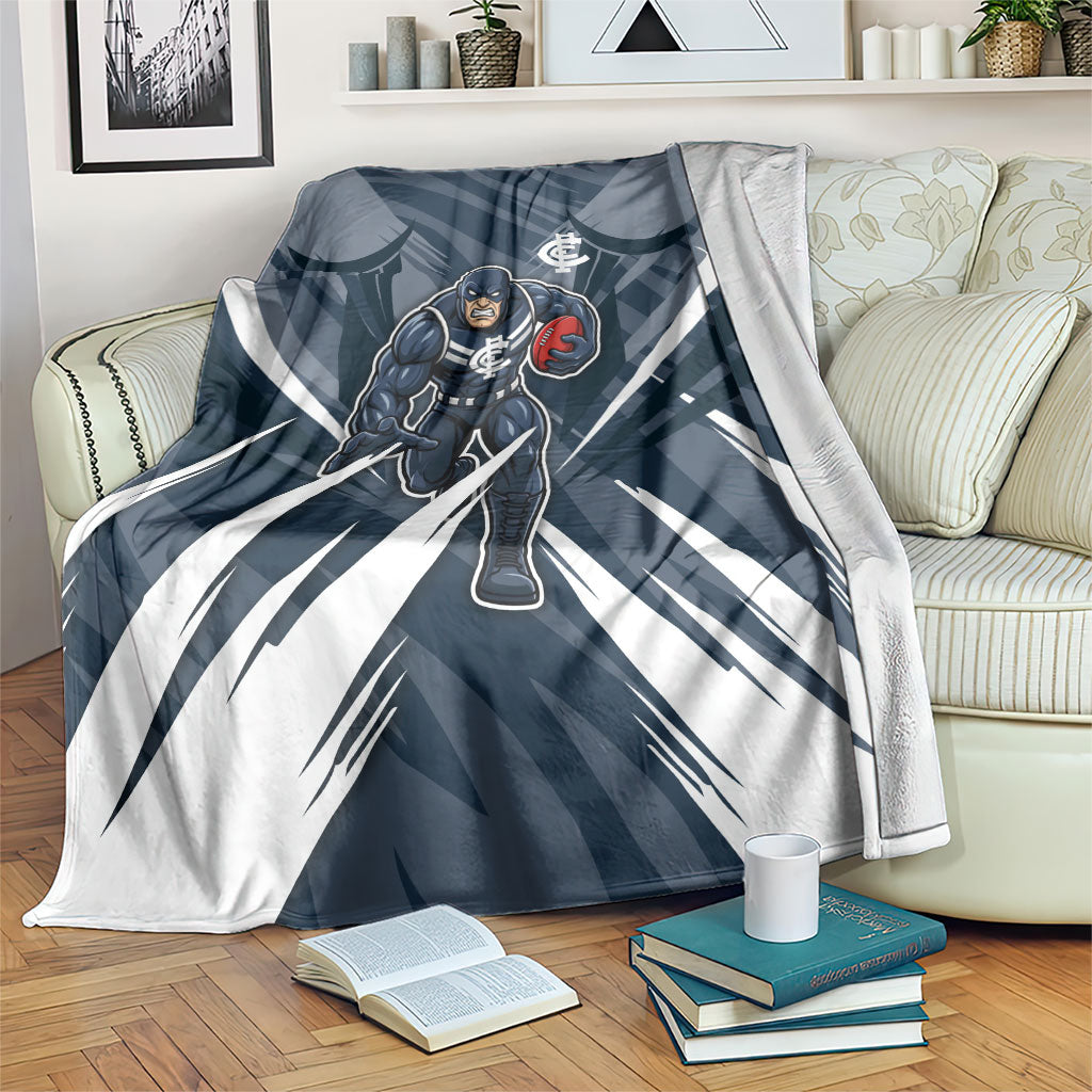 Carlton Blues Australian Football Blanket Powerful Superhero Mascot - Bold Team Colors