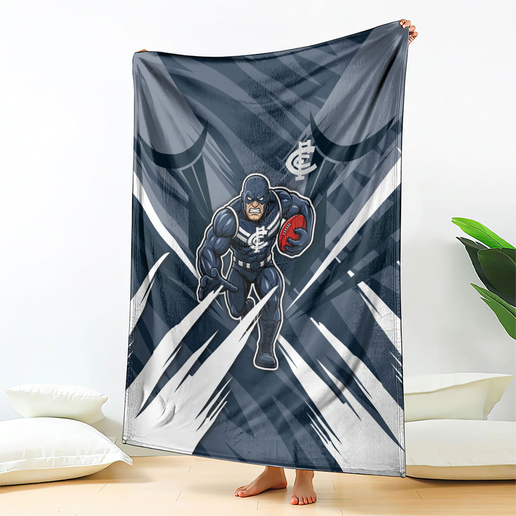 Carlton Blues Australian Football Blanket Powerful Superhero Mascot - Bold Team Colors