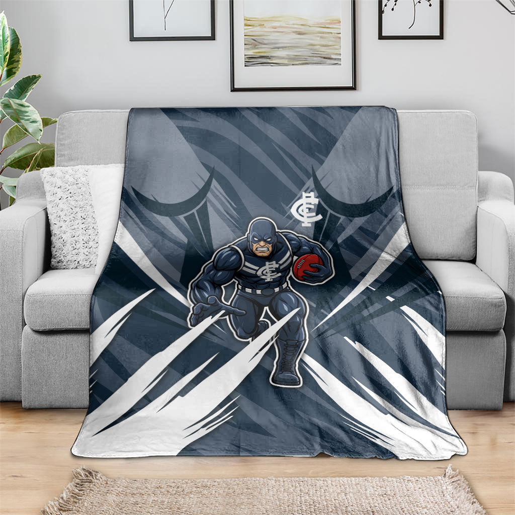 Carlton Blues Australian Football Blanket Powerful Superhero Mascot - Bold Team Colors