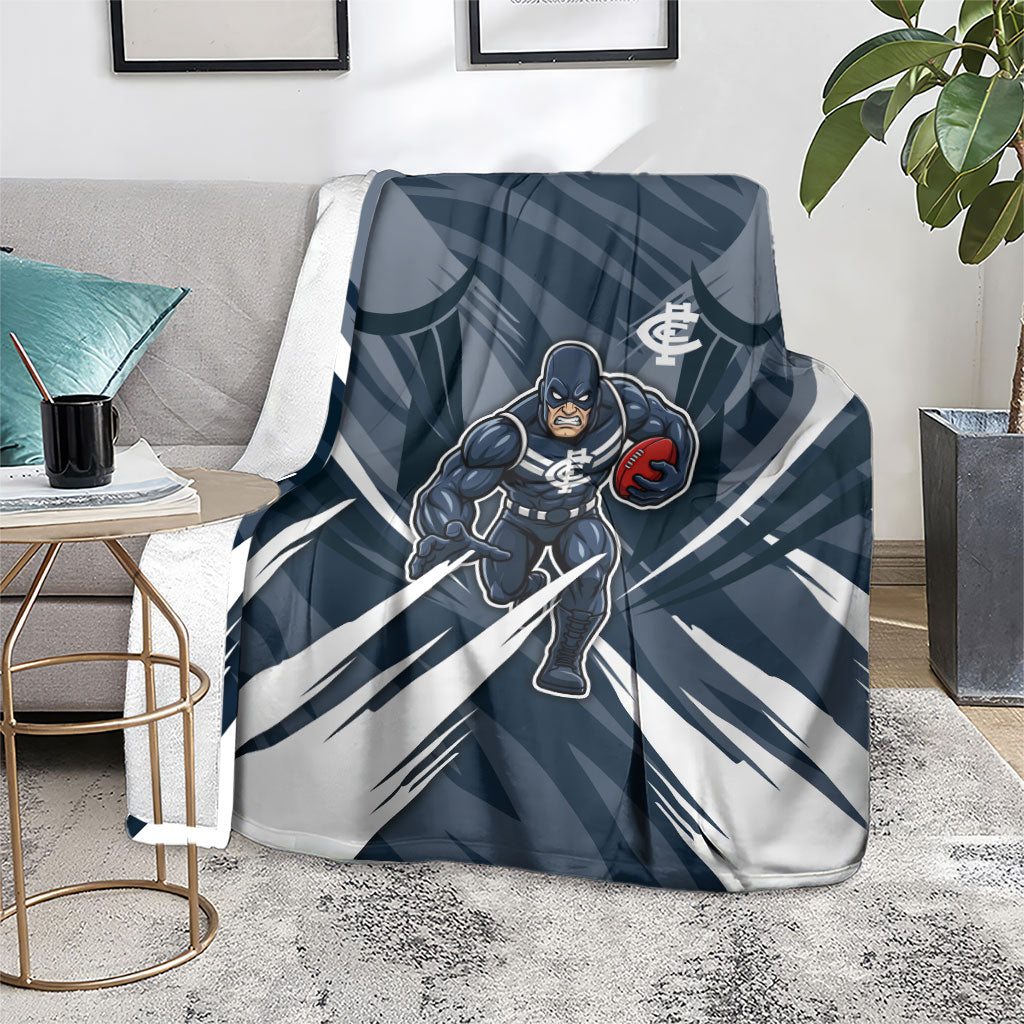 Carlton Blues Australian Football Blanket Powerful Superhero Mascot - Bold Team Colors