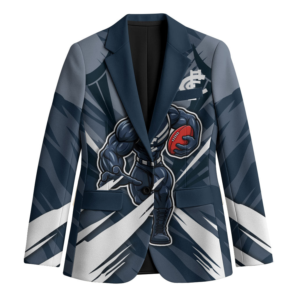 Carlton Blues Australian Football Blazer Powerful Superhero Mascot - Bold Team Colors